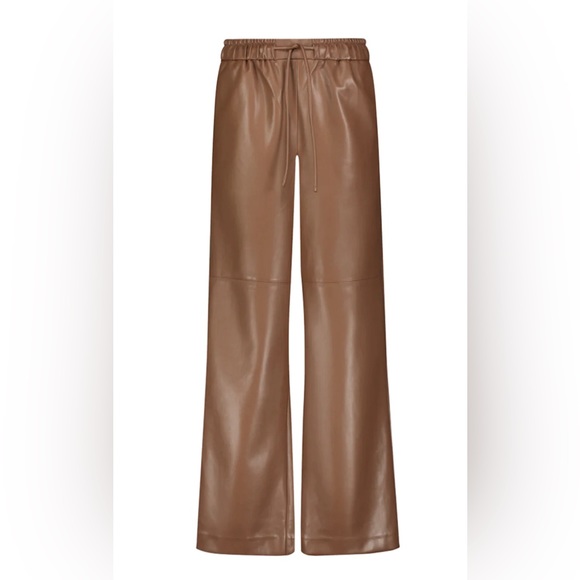 Mayson the Label Vegan Leather Relaxed Drawstring Pant in Mushroom - Picture 3 of 6
